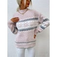 thumbnail image 4 of Women’s Snowflake Christmas Sweater Casual Long Sleeve Knitted Pullover Sweaters Crewneck Loose Jumper Tops, 4 of 6