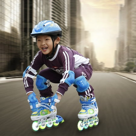 Inline Skates Adjustable Rollerblades For Kids Llluminating Wheel Breathable