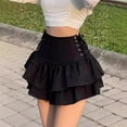 thumbnail image 4 of QHFBli Black Pleated Skirt with Chain Goth Punk High Waist Skater Skirts School Dark Uniform, 4 of 7