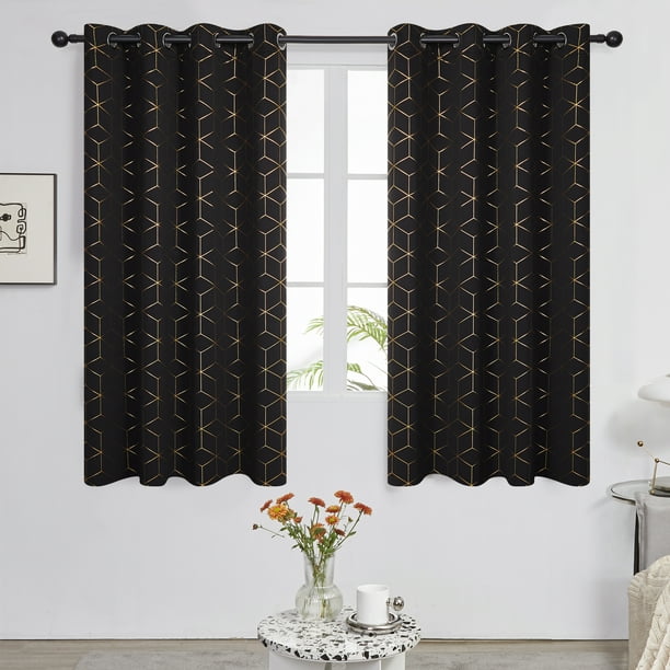 Deconovo Blackout Curtians Room Darkening Curtains Gold Diamond Foil