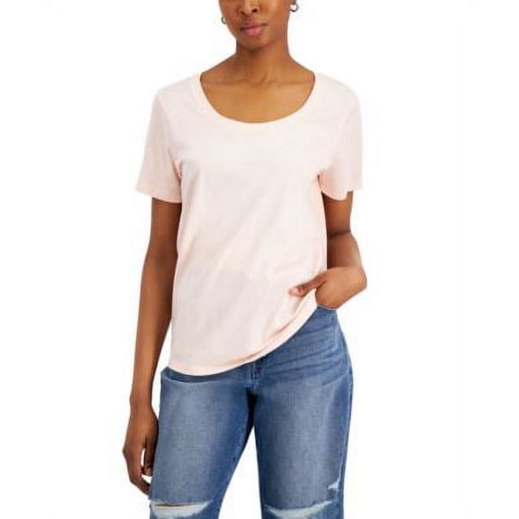 MSRP $20 Style & Co Women Classic Cotton T-Shirt Pink Size Medium