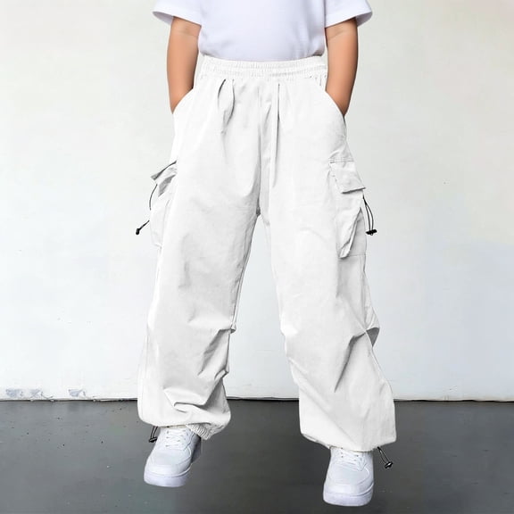 Sunshuilll Big & Tall Cargo Pants, White