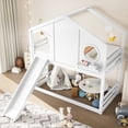 thumbnail image 3 of Harper & Bright Designs Twin Size House Bunk Bed with Slide and Storage Shelves, Wood Bunk Bed Frame with Window for Boys and Girls, White, 3 of 13