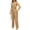 Camel, variant on Women's 2 Piece Outfit Crew Neck Set Fashion Sexy Back Beltless Sleeveless Blouse and Wide Leg Pants Set Light Blue M