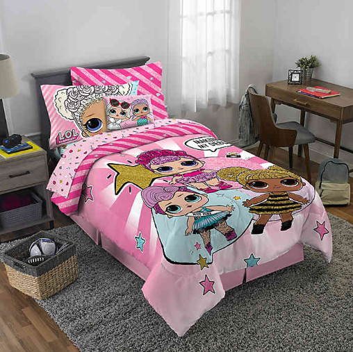 L.O.L Surprise Girls Full Comforter, Sheets, Sham + BONUS TOSS PILLOW
