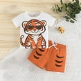 thumbnail image 2 of ZACPNCV Boys Two Piece Sets Short Sleeve Tshirts and Drawstring Shorts With Pockets Summer Outfits Orange 12-18 Months, 2 of 9