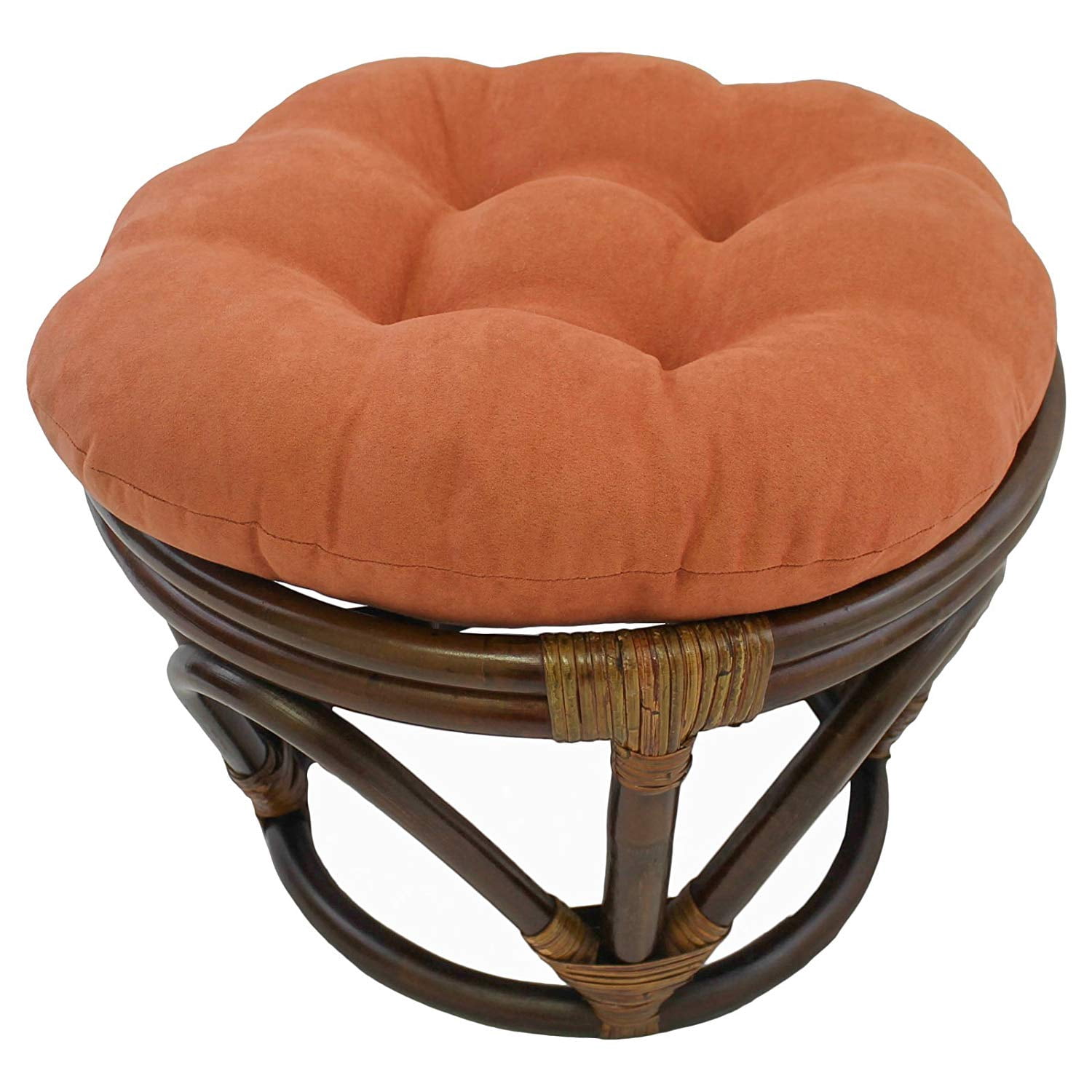International Caravan Rattan Ottoman with Micro Suede Cushion