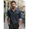 thumbnail image 2 of OALUXE Mens Dress Shirts Formal Long Sleeve Button Down Business Contrast Shirt with Pocket, 2 of 7