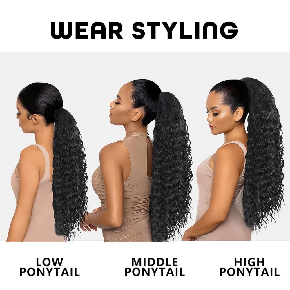 Deep Wave Curly Drawstring Ponytail Brazilian Human Hair Extensions Clip In Ponytail Hairpieces for Black Women