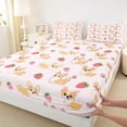 thumbnail image 3 of Castle Fairy Cute Corgi Full Size Sheets 4-Piece for Preppy Child,Cartoon Fruit Strawberry Breathable Bed Sheets,Kawaii Animal Dog Lightweight Sheet Sets,Ultra Soft Home Decor, 3 of 7