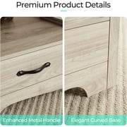 LINSY HOME Coffee Table with Storage Drawers, Wooden Farmhouse TV Stand Center Table for Living Room, Oak White
