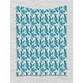 thumbnail image 1 of Leaves Tapestry, Exotic Brazilian Forest Foliage in Vintage Style Illustration, Wall Hanging for Bedroom Living Room Dorm Decor, 40W X 60L Inches, Aqua Dark Teal and White, by Ambesonne, 1 of 2