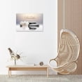 thumbnail image 2 of Zen Stone Canvas Wall Art - Just Breathe Yoga Quotes, White Lotus Flower Spiritual Artwork Framed Modern Decor for Bathroom Spa Living Room Bedroom, 2 of 6