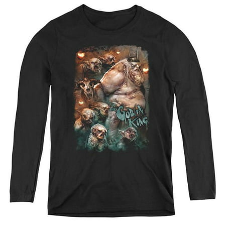 Trevco Sportswear HOB1052-WL-5 The Hobbit & Goblin King Womens Long Sleeve T-Shirt,  Black -