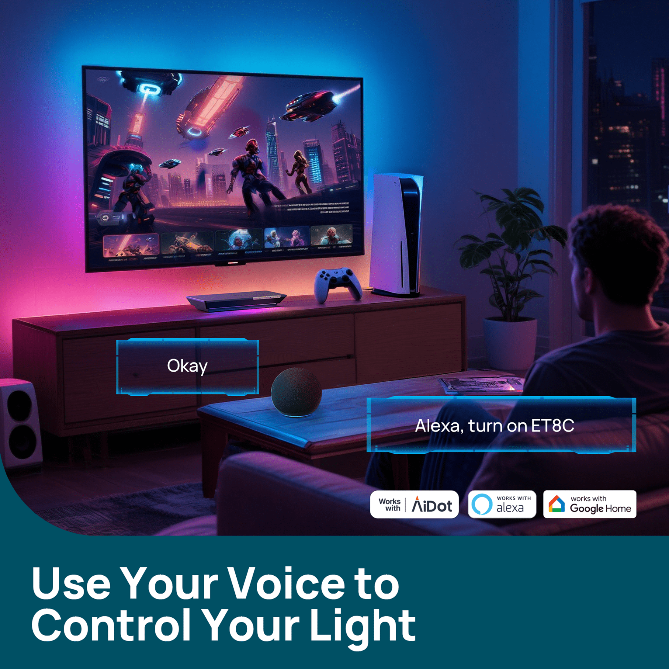 Linkind ET8C TV Backlight with HDMI 2.1 Sync Box, Smart LED Strip Lights 20ft for 90 Inch TVs, App Control TV Light for Gaming, Music, Movies