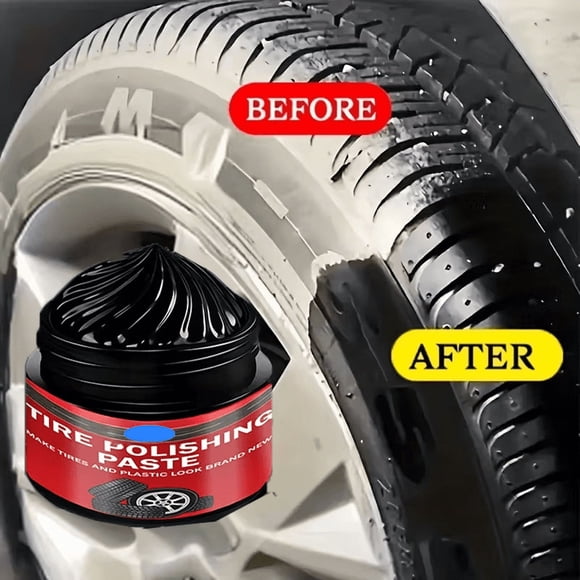 Pasta para reacondicionar neumáticos y restaurador de plásticos para automóviles: restaura el color negro intenso en caucho, vinilo y acabados exteriores con protección UV de larga duración y