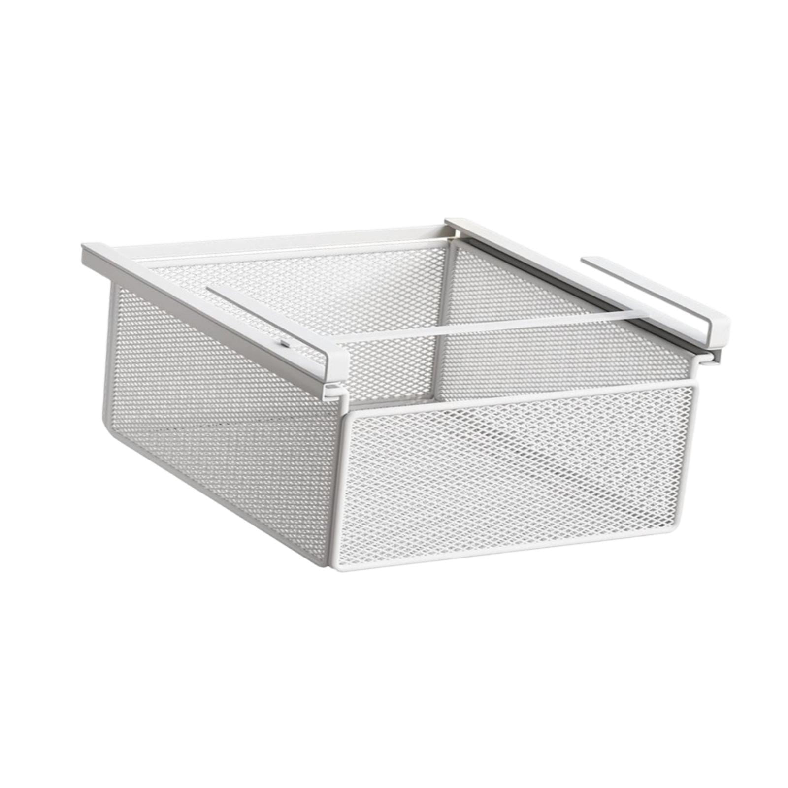Baoblaze Removable Under-Shelf Storage Basket, Hanging Under-Desk Organizer, Drawer Tray, White