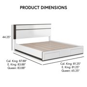 FOA Misti 3-Piece White Wood Storage Bedroom Set - Queen + 2 Nightstands