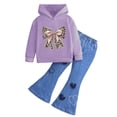 thumbnail image 4 of Toddler Baby Boy Girl Fall Clothes Letter Print Long Sleeve Tops Pants Winter Outfits 6-12 Months 12-24 Months 2t 3t 4t 5t 6t 7t 8t 9t Children(Dark Purple,5-6 Years), 4 of 4