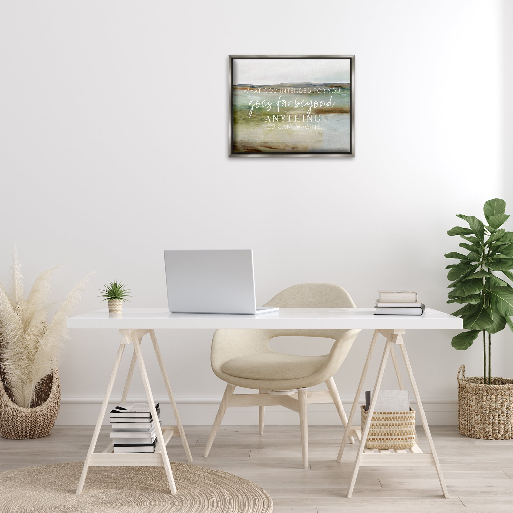 Stupell Industries God's Intentions Proverb Religious & Spiritual Painting Gray Floater Framed Canvas Art Print Wall Art, 21 x 17