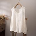 thumbnail image 5 of Embroidered Tops for Women Summer Floral Sleeveless Boho Tops Casual Crew Neck Blouse Loose Tank Tops M-XXL Beige XL(XL), 5 of 5