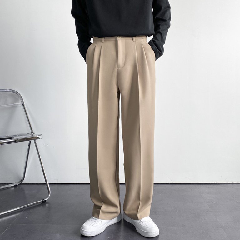 MGCWSH Men's Pleated Straight Wide Leg Suit Pants Business