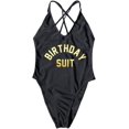 thumbnail image 2 of Nouveau Maillot de Bain une Pièce Femme Années 90 80 avec Slogan Dos Croisé Rétro à Bretelles, 2 of 3