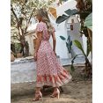 thumbnail image 3 of Multicolor Printed V Neck Half Button Bohemian Dress for Women, 3 of 3