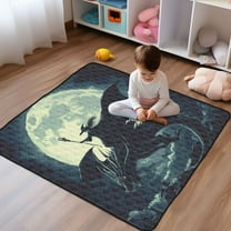 WOBOGO Witch and Black Dragon Baby Playmats Extra Large Waterproof Rollable Activity Pads for Toddlers 50×50inch