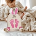 thumbnail image 7 of Easter Wooden Sign, Bunny Handprint Keepsake, Memory Board, Home Decor, Personalized Gift, 1Pcs, 10x7", Pink, 7 of 7