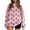 02_Pink, variant on Women's Halloween Sweatshirts Cute Ghost Flannel Sweater Crew Neck Dropped Shoulder Spooky Season Pullover Top