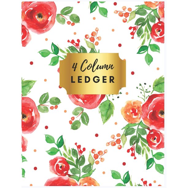 General Expense Accounting Ledger Notebook 4 Column Ledger Red Floral
