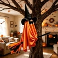 thumbnail image 6 of Halloween Hanging Witch Decoration with Tulle Flying Broomstick Glowing LED for Indoor Outdoor Porch Party Display, 6 of 7
