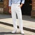 thumbnail image 5 of yeiolnoer Mens Dress Pants Comfortable Work Pants Straight Leg Loose Pants with Pockets Business Casual Outfits(White,X-Large), 5 of 7