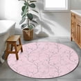 thumbnail image 4 of Pink Branches Round Rug 3.3ft Washable Circle Entryway Rugs Non Slip Vintage Art Farmhouse Area Rug Indoor Floor Carpet for Bedroom Kitchen Living Room Home Office Dining Room Nursery, 4 of 8