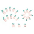 thumbnail image 2 of Fofosbeauty 24 pcs Long False Nails, Press-on Nails Designs 2022, Mint French with Stars, 2 of 7