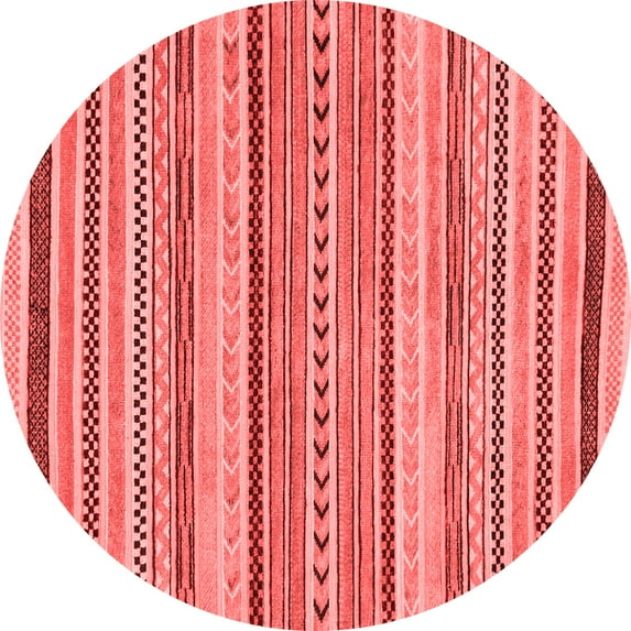 Ahgly Company Machine Washable Indoor Round Abstract Red Modern Area Rugs, 6' Round