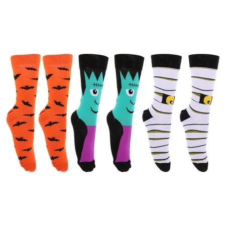 

NUOLUX 3 Pairs Halloween Mid-calf Socks Pumpkin Pattern Socks (Assorted Color)