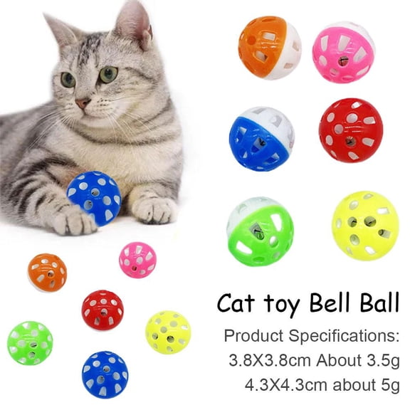 NOVELAR Colorful Cat Toy Ball with Bell Inside, Makes Noise When Rolled for Stimulation, Interactive Pet Toy for Play and Exercise