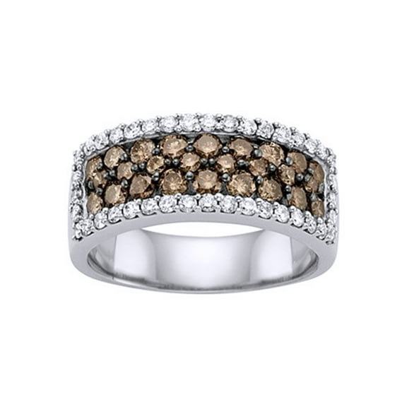 AFFY Brown & White Natural Diamond Fashion Ring In 10k White Gold (1.5 Cttw)