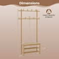 thumbnail image 3 of Costway Bamboo Coat Rack with Bench Shoe Storage 2 Hanging Rods 11 Hanging Hooks Shelves Beige, 3 of 10