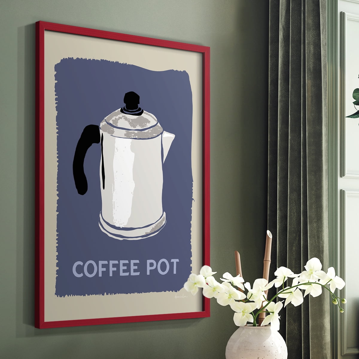 Modern Coffee I in Red Solid Wood 8 x 10 Framed Print