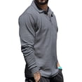 thumbnail image 5 of CENL Mens Casual Slim Fit Ribbed Long Sleeve Stand Collar Button Shirts T-shirt Tops, 5 of 9