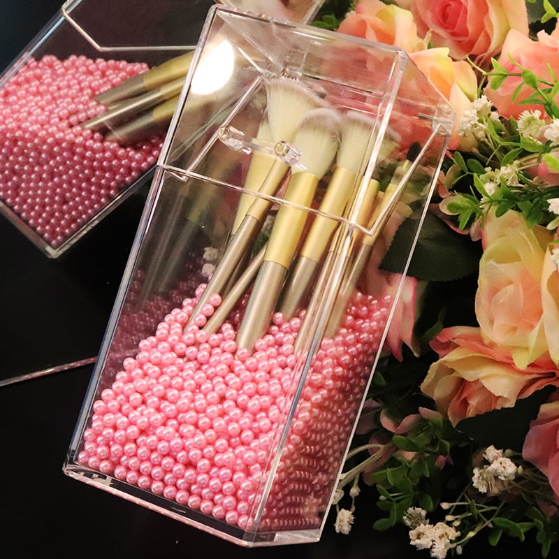 Makeup brush holder, acrylic makeup brush holder with cover, makeup brush storage rack, makeup
