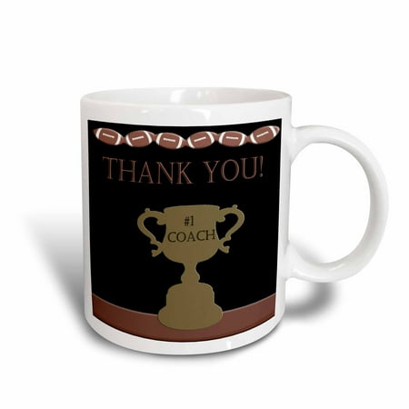 Thanks Coach Football - 3dRose Football Thank you Coach, Ceramic Mug, 11-ounce