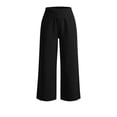 thumbnail image 4 of Qingpeng Womens Elastic High Waisted Pants Cropped Wide Leg Sweatpants Soft Fleece Knit Capri Palazzo Bottoms, 4 of 9