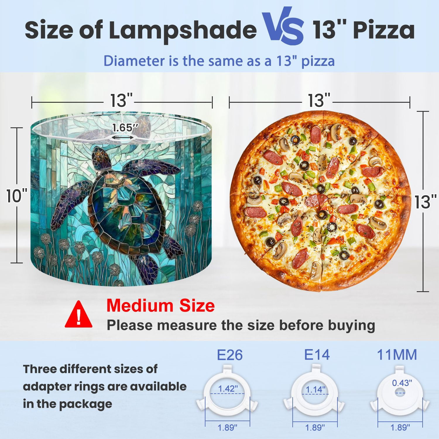 Linen Drum Lampshades Graceful Teal Stained Glass Sea Turtle Illustrated Anemones 13"x13"x10" Light Shade for Table Lamps Floor Lamps Drum Lamp Shades Lampshade Replacement Assembly Required