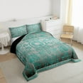 thumbnail image 3 of jejeloiu Retro Bohemian Flowers Bedding Comforter Set,Rustic Damask Pattern Twin Comforter Sets,Cyan Vintage Floral Bedding Set For Men Womwn,Microfiber Bedroom Decor Reversible,2 Pieces, 3 of 8