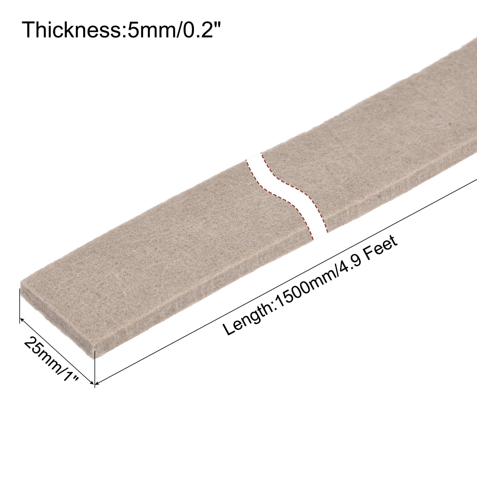 Unique Bargains Self Adhesive Felt Tape Furniture Strip Roll Beige 1" x 4.9"