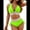 Fluorescent Green, variant on Women Tummy Control Swimsuits Color Block Two Piece Drawstring Bathing Suit Brick Red L